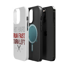 DistinctInk ToughCase for Apple iPhone, Compatible with MagSafe Charging - Hit Hard Run Fast Turn Left Baseball