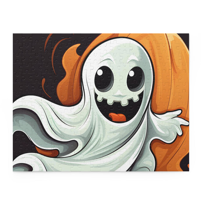 DistinctInk Jigsaw Puzzle with Silly Specter Sprites Design for Halloween