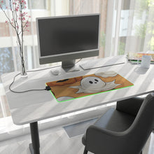 DistinctInk LED Gaming Mouse Pad with Ghostly Skeleton Pumpkin Patch Design for Halloween