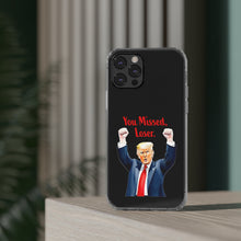 DistinctInk Clear Case for Apple iPhone or Samsung Galaxy - Trump "You Missed, Loser" Cartoon Design