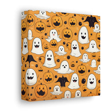 DistinctInk Canvas Wall Art with Ghoulish Bats and Pumpkins for Halloween