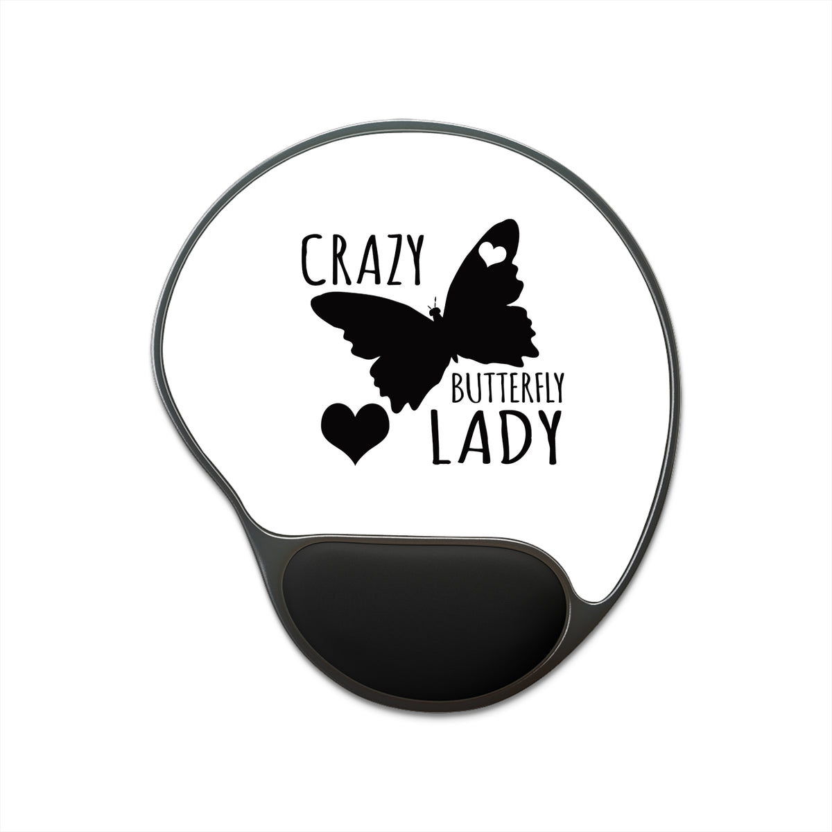 Mouse Pad With Wrist Rest - Crazy Butterfly Lady, view 2