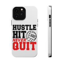 DistinctInk ToughCase for Apple iPhone, Compatible with MagSafe Charging - Hustle Hit Never Quit Volleyball