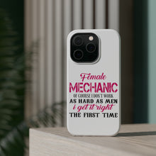 DistinctInk ToughCase for Apple iPhone, Compatible with MagSafe Charging - Female Mechanic Get It Right the First Time