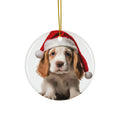 Hanging Ceramic Christmas Tree Ornament with Gold String - Clumber Spaniel Puppy Design