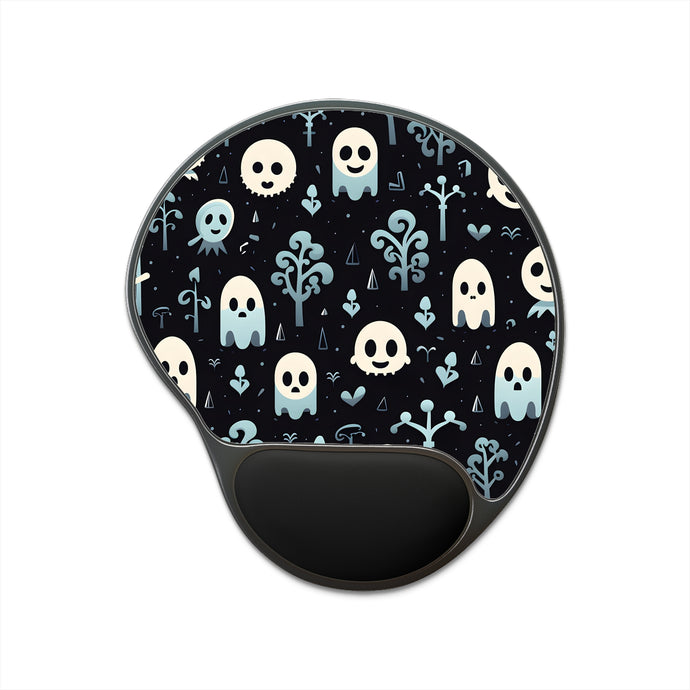 DistinctInk Mouse Pad with Wrist Rest  with Ghastly Skeletal Shadows Design for Halloween