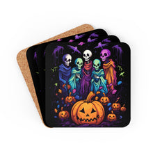 DistinctInk (Set of 4) Corkwood Coasters with "Mindful Connections"Design for Halloween LGBTQ+ Pride