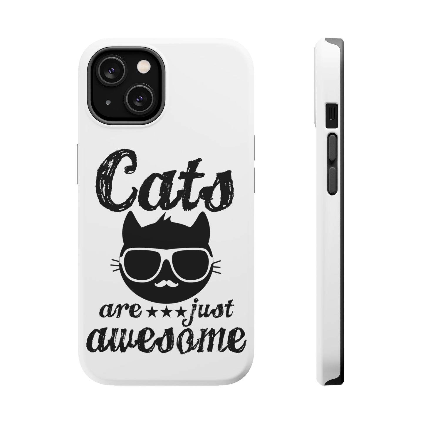 DistinctInk ToughCase for Apple iPhone, Compatible with MagSafe Charging - Cats Are Just Awesome