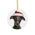 Hanging Ceramic Christmas Tree Ornament with Gold String - Italian Greyhound Puppy Design