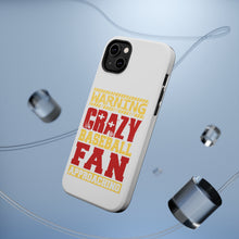 DistinctInk ToughCase for Apple iPhone, Compatible with MagSafe Charging - Warning Crazy Baseball Fan Approaching