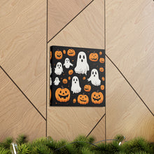 DistinctInk Canvas Wall Art with Ghost Skeleton Pumpkin Cartoon for Halloween