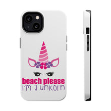 DistinctInk ToughCase for Apple iPhone, Compatible with MagSafe Charging - Beach Please I'm a Unicorn
