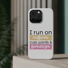 DistinctInk ToughCase for Apple iPhone, Compatible with MagSafe Charging - I Run On Caffeine Cuss Words & Feminism