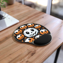 DistinctInk Mouse Pad with Wrist Rest  with Ghost Skeleton Cartoon Pumpkin Design for Halloween
