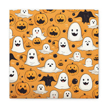 DistinctInk Canvas Wall Art with Ghoulish Bats and Pumpkins for Halloween