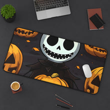 DistinctInk Desk Mat with Ghastly Skeleton Pumpkins Design for Halloween