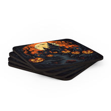 DistinctInk (Set of 4) Corkwood Coasters with Darkness Falls on HalloweenDesign for Halloween