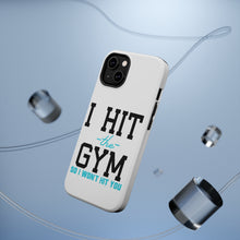 DistinctInk ToughCase for Apple iPhone, Compatible with MagSafe Charging - I Hit the Gym So I Won't Hit You