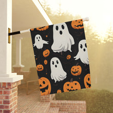 DistinctInk Garden & House Banner / Flag with Ghost Skeleton Pumpkin Cartoon Design for Halloween
