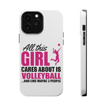 DistinctInk ToughCase for Apple iPhone, Compatible with MagSafe Charging - All This Girl Cares About is Volleyball
