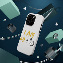 DistinctInk ToughCase for Apple iPhone, Compatible with MagSafe Charging - I Am 49 + 1 Middle Finger