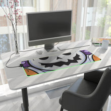 DistinctInk LED Gaming Mouse Pad with Ghost Skeleton Pumpkins Design for Halloween