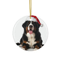 Hanging Ceramic Christmas Tree Ornament with Gold String - Bernese Mountain Dog Design