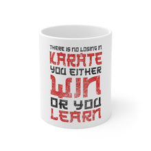DistinctInk Glossy White Coffee / Tea Mug - No Losing in Karate - Win Or Learn