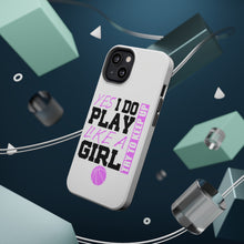 DistinctInk ToughCase for Apple iPhone, Compatible with MagSafe Charging - Volleyball Yes I Do Play Like a Girl