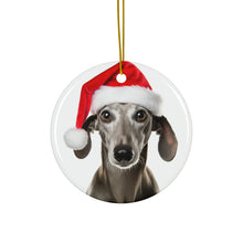 DistinctInk Hanging Ceramic Christmas Tree Ornament with Gold String - Great Gift/Present - 2 3/4 inch Diameter - Sloughi Design