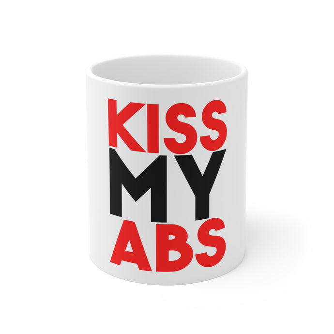 DistinctInk Glossy White Coffee / Tea Mug - Kiss My Abs