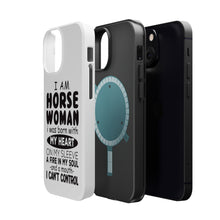 DistinctInk ToughCase for Apple iPhone, Compatible with MagSafe Charging - I Am A Horse Woman - Can't Control