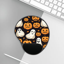 DistinctInk Mouse Pad with Wrist Rest  with Ghastly Skeleton Pumpkin Party Design for Halloween