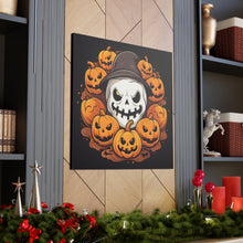 DistinctInk Canvas Wall Art with Spooky Skeleton Pumpkin Patch for Halloween