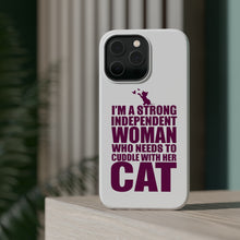 DistinctInk ToughCase for Apple iPhone, Compatible with MagSafe Charging - Strong Woman Needs to Cuddle Cat