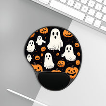DistinctInk Mouse Pad with Wrist Rest  with Ghost Skeleton Pumpkin Cartoon Design for Halloween