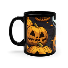 DistinctInk Black Coffee Mug - Ghastly Skeleton Pumpkins for Halloween