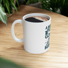 DistinctInk Glossy White Coffee / Tea Mug - Live By Golfing Alone Need Beer Too