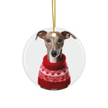 Hanging Ceramic Christmas Tree Ornament with Gold String - Azawakh Design