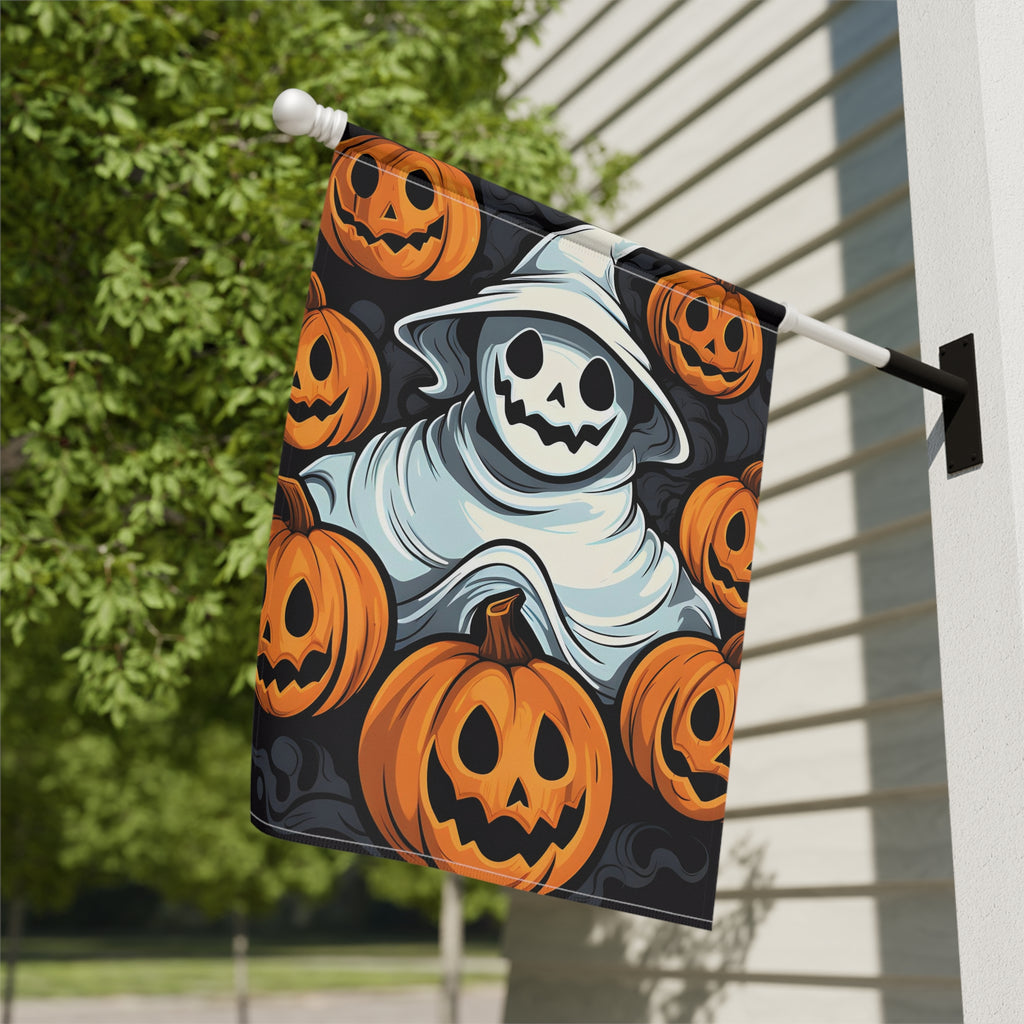 Garden & House Banner / Flag with Spooky Skeletal Pumpkin Patch Design for Halloween, view 10