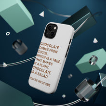 DistinctInk ToughCase for Apple iPhone, Compatible with MagSafe Charging - Chocolate Comes From Cocoa Is A Salad