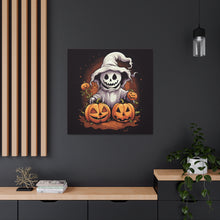 DistinctInk Canvas Wall Art with Trick or Treat Ghost-O-Lantern for Halloween