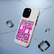 DistinctInk ToughCase for Apple iPhone, Compatible with MagSafe Charging - Lipstick & High Heels Can Life Weights Heavier