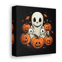 DistinctInk Canvas Wall Art with Ghost Skeleton Pumpkin Pattern for Halloween