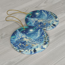 DistinctInk Hanging Ceramic Christmas Tree Ornament Charm with Gold String - Great Gift/Present - 2 3/4 inch Diameter - Arctic Christmas Wonderland