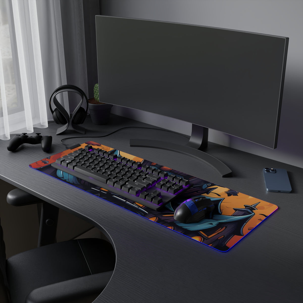 LED Gaming Mouse Pad with Spooky Sweet Treats Design for Halloween, view 21