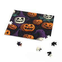 DistinctInk Jigsaw Puzzle with "Halloween Haunts and Pumpkin Pals" Design for Halloween