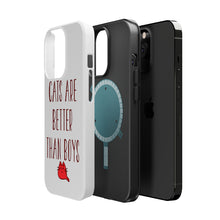DistinctInk ToughCase for Apple iPhone, Compatible with MagSafe Charging - Cats Are Better Than Boys
