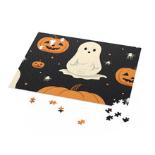 DistinctInk Jigsaw Puzzle with Spooky Skeleton Pumpkin Patch Design for Halloween