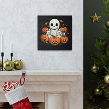 DistinctInk Canvas Wall Art with Ghost Skeleton Pumpkin Pattern for Halloween